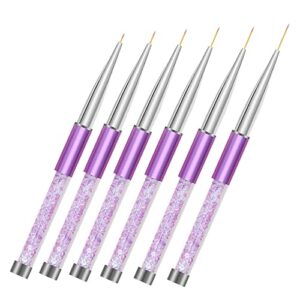 Balacoo 6pcs Nail Art Drawing Pen Nail Art Dotting Pen Mauve Nail Polish Nail Paint Brush Diy Nail Art Tools Nail Drawing Pens Drawing Brush Pens Nail Line Nylon Wool Manicure