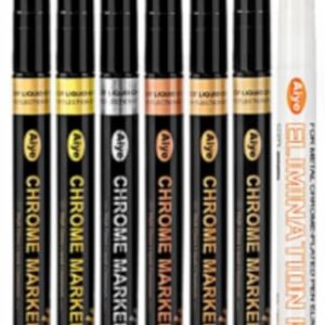 Saviland 7PCS Nail Art Pens Set – 6 Colors Liquid Mirror Chrome Markers Nail Pens for Nail Art with Clear Correction Pen>Waterproof High Gloss Metallic Oil-based Chrome Paint Pens for Any Surface-4