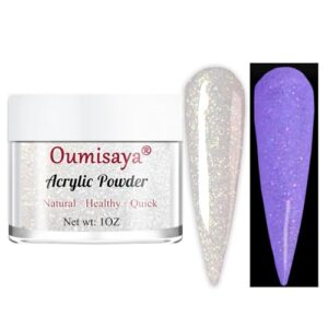 Glow in the dark White Glitter Nail Acrylic Powder Colors 1OZ (AP069)