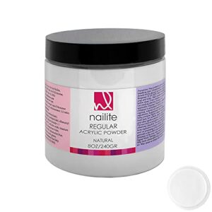 Nailite Regular – Professional Acrylic Powder for Nail Extension> Slow Setting System> EMA Formula and Non-Yellowing Effect – Natural (8 Oz.)