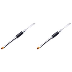 FRCOLOR 2pcs Flat Brush Pen for Manicure Gel Nail Brush for Builder Gel Nail Art Accessories
