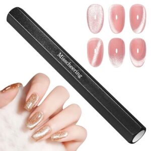 Ptwola Cat Eye Pen for Nails Super Long Double-Head Gel Nail Polish Pens 3D Cat Eye Gel Wand Hexagonal Large Powerful Nail Art Stick Tool for DIY Home Nail Manicure Design Salon Accessories