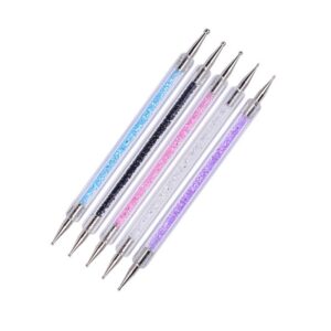 PACKOVE 5-piece Nail Art Pen Kit 2-end Dotting Pen Large Small Balls Random Color