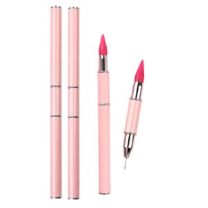 2Pack Dual End Nail Rhinestone Picker Dotting Tool Rhinestone Pen Tool Dual Tips Pick Up Applicator Nail Dotting Pen Wax Tip Beads Stones Gems Crystals Studs Picker (Pink)