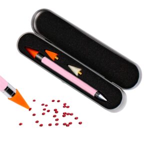 Nail Rhinestone Picker Dotting Pen Double Head Wax Pen with Extra 2 Wax Head Crystal Pickup Diamond Painting Gems Picker Nail Art DIY Decoration Tool