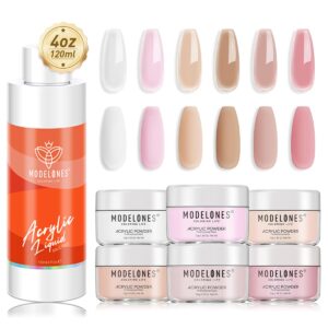 Modelones Pink Acrylic Powder Set & 4 oz Monomer Acrylic Nail Liquid
