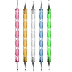 LASSUM 5 Pcs 2 Way Dotting Pen Tool Nail Art Design Dot Paint Kit,Professional Nail Salon Tool