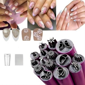 6PCS Nail Art Stamp Set>Graffiti Dotting Tools With Simple Design>Easy to Use DIY Tools for Girls and Women (15pcs)