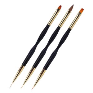 Healeved 3pcs Nail Art Pen Brush Set Nail Painting Tool Kit for Women Long Handle Easy to Use for Home and Professional Use