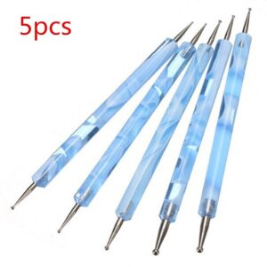 5pcs Gem Crystal Rhinestones Picker Pen Nail Art Craft Tool 2 Way Dotting Pen Tool Nail Art Tip Dot Paint Manicure Kit by TheBigThumb