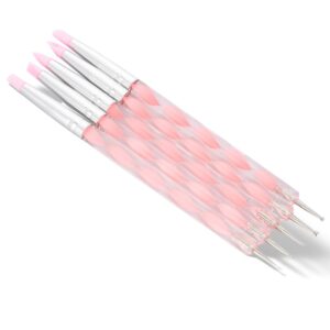 Dual-ended Carving Sculptur Pen Set>Silicone Head Dotting Pen Manicure Nail Art Tool 5pcs
