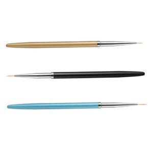 Healeved Nail Art Brush Set Multifunctional Manicure Pens Diy Nail Pens 3 Pieces Brush Nylon Metal Bar Easy to Use Flexible