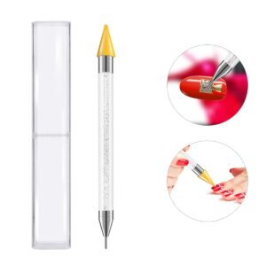 Frcolor Rhinestone Dotting Pen, Dual-ended Rhinestone Beads Picker Crystal Acrylic Handle Manicure Gem Pick Up Applicator