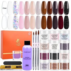 12 Colors Nude Gray Brown Acrylic Powder Kit> 19pcs Acrylic Powder and Professional Monomer Liquid Set with Everything Essentials for Acrylic Nails Extension Beginner Kit Easy to Use N960B