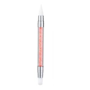 Junfamilee Orange Dual-Ended Silicone Head Carving Dotting Pen Nail Art Brushes Rhinestone Crystal Handle Tool For DIY Gel Manicure Tools>Nail Art Brushes>Nail Art and Polish