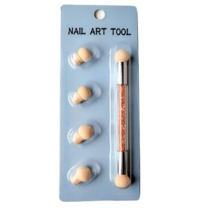 lEIsr00y Nail Art Portable Washable Double Head Sponge Smudge Pen Nail Art Painting Dotting Tool – Orange