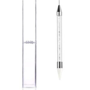 Dual-ended Nail Rhinestones picker, Nail Tips dotting pen (white)
