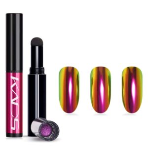 KADS Nail Chrome Cushion Pen Holographic Phantom Nail Powder Pen Chrome Nail Powder 9 Colors Air Cushion Pen Mirror Effect Nail Art DIY Gel Nail Decoration Sponge Stick (BCE01)