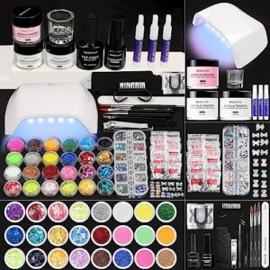 Morovan Acrylic Nail Kit with Everything – Professional Nails Kit Acrylic Set with UV Lamp for Beginners> Glitter Acrylic Nail Powder in Acrylic Nail Set DIY Salon Nail Extension Kit for Nail Art