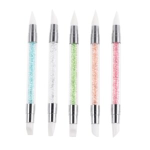 PLAFOPE 5pcs Multifunctional Nail Art Tool Set Double-head Drill Pen Nail Point Drill Bit Set for Professional Home Use