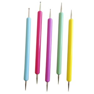 PACKOVE 5pcs Nail Art Dotting Tools Embossing Pen and Scoring Tool for Nail Art Diy