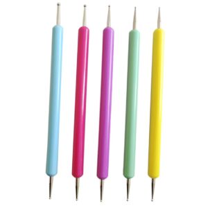 OATIPHO 5pcs Nail Art Dotting Tools Durable Manicure Embossing and Painting Supplies for DIY Nail Salon Polymer and Embroidery Needle Tools
