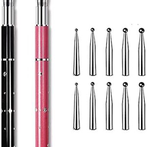 ZHAOYUANYUAN Nail Art Fountain Pen With 5 Replacement Heads>Calligraphy Pen>Diamond Crystal Dotting For Art>Embossing Stylus Set>Diy Manicure Tool Supplies.