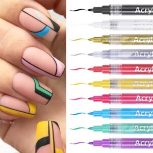 10 Colors 3D Nail Art Painted Pens – Nail Point Graffiti Dotting Liner Pen – Waterproof Nail Polish Pen – DIY Abstract Lines Pen for Nail Art – Quick Dry Nail Art Painting Pen (Black)