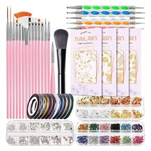 Nail Dotting Tools Skin-Friendly Dotting Kit Clean Brush Manicure Tools Set Artwork Making Wear-Resistant Pink