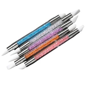 5pcs Nail Sculpting Silicone Pen Dual-Ended Acrylic Dotting Tool for Gel Carving, Nail Art Design, Pottery Clay Modeling, Manicure Drawing Brushes Kit