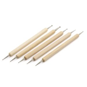 Qtqgoitem 5pcs Wood Handle Dual Headed Rhinestone Dotting Marbleizing Pointing Pen Nail Art Manicure Tool (model: 502 66b 9a2 14f c6e)