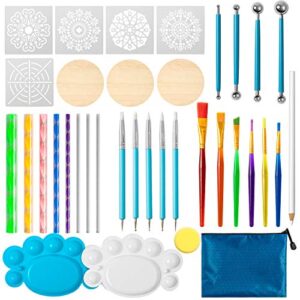 R HORSE 36Pcs Mandala Dotting Tools Set Pen Dotting Tools with Zipper Storage Bag, Drawing Stencil Nail Dotting Tools Brushes and Paint Tray for Drafting Art Supplies Rocks Painting Kids’ Art Crafts
