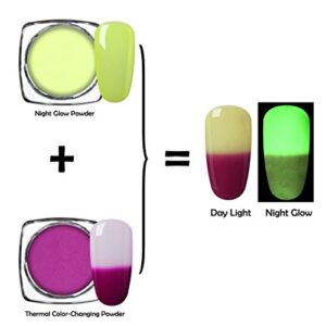 Elite99 Nigt Glow Nail Powder with Thermal Color-changing Nail Powder UV Gel Manicure Nail Art Pigment Decoration 2PCS (C07)