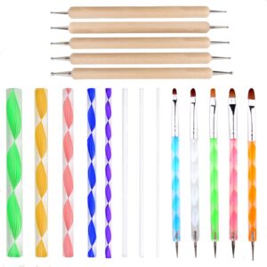 18 pieces of mandaulina dots tool art art set double-head wooden pressed line point drill pen paint rock nail pen