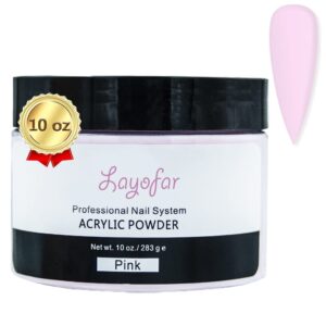 Layofar Pink Acrylic Powder>Dip Powder>Acrylic Nail Powder for Professional and Beginners> 10oz/284g> French Manicure>Nail Carving> Beginner-Friendly> and Long-Lasting> No Nail Lamp Needed