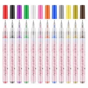 12pcs 3D Nail Art Pens Set>Nail Art Drawing Pen Nail Art Pens Manicure Polish Tools for Painting Nails DIY Nail Art Beauty (12 Colors)