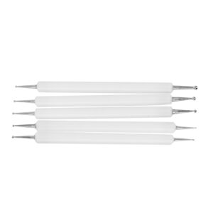 Gsycle 5PCS Double End Nail Dotting Pen, Acrylic Round Head Clay Indentation Pen Pattern Tracing Stylus for Embossing Ding Drawing