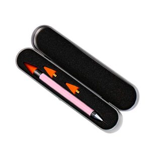 KEvision Rhinestone Picker Dotting Pen,Rhinestone Picker Dotting Tool with Extra 2 Wax Head, Dual-ended DIY Nail Art Tool With Acrylic Handle (Pink)