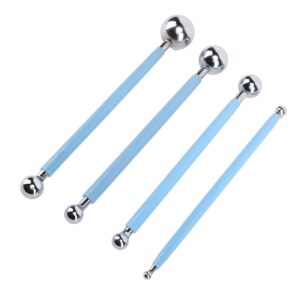 4pcs Ball Styluses Dotting Tools, Double Ended Stainless Steel Ceramic Carving Tools Metal Embossing Tools Liner Dotting Tools Kit for Nail, Blending, Drawing