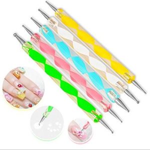 5 Pc 2way Nail Art Dotting Pen Marbleizing Tool Nail Polish Paint Manicure Set (Ship from US)