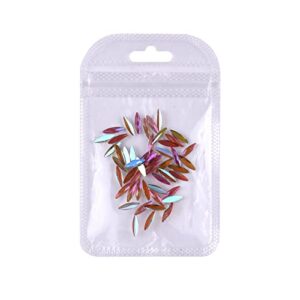 npkgvia Flat Bottom Nail Enhancement Diamond Fancy Horse Eye Nail Enhancement Profiled Diamond Super Flash Nail Accessories Bling Charm (Pink> One Size)