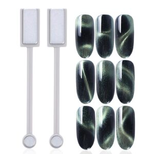 XEAOHESY 2 Pieces Cat Eye Magnet for Nails Nail Magnet Stick Tool Double-Headed Nail Art Magnet Stick Set Magnet Wand Strong Magnet Stick for Home DIY>Salon>Studio（Grey）