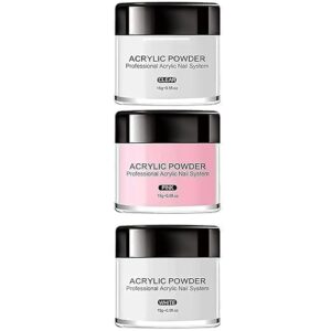 Acrylic Powder Set> 30g Professional Acrylic Nail Powder System for Acrylic Nails Extension>Nail Art (Pink> White & Clear) (Pack Of 3)