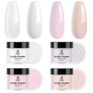 Beetles 4 Colors 1Oz Acrylic Powder Nail Kit French Nail System Professional Nail Art Powder Set Clear White Nature Pink Cover Peach for Beginner DIY Home Salon Manicure…