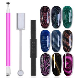 3 Pcs 3D Cat Eyes Nail Art Magnetic Pen Set Double-head Magic Magnet Stick For 3D Magnetic Cat Eye Gel Nail Polish Nail Art Manicure Tool