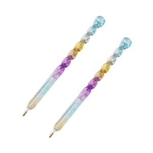 IWOWHERO 2Pcs Dual Ended Rhinestone Picker Tool Colorful Dotting Pen for Crafting Portable Nail Point Pen for Home and Office Use Twisted Style Design