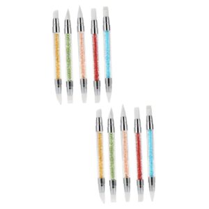 FOMIYES 2sets Nail Art Sculpture Pen Multi-function Carving Tool Nail Art Tools Kit Silicone Heads for 3d Effects 5pcs*2 Random Color