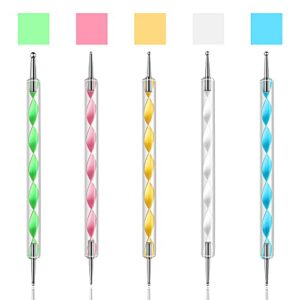 5pcs Nail Dotting Pen Marbleizing Tool Nail Polish Paint Manicure Dot Nail Art Set – Multi-coloured