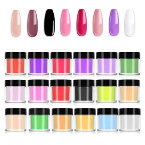 LOYALSE Acrylic Powder> MTMKQ 18 Colors Acrylic Nail Art Tips UV Gel Powder Dust Design Decoration 3D Manicure