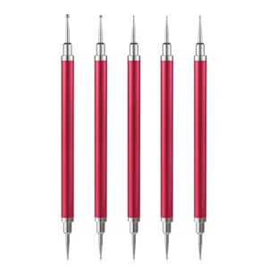 Rolabling 5Pcs Nail Art Dotting Tool Set Double-Ended Dotting Pens & Embossing Stylus for Gel & Acrylic Nails Manicure Brush for Nail Design>Painting>Sculpting & DIY Decorations (Red)